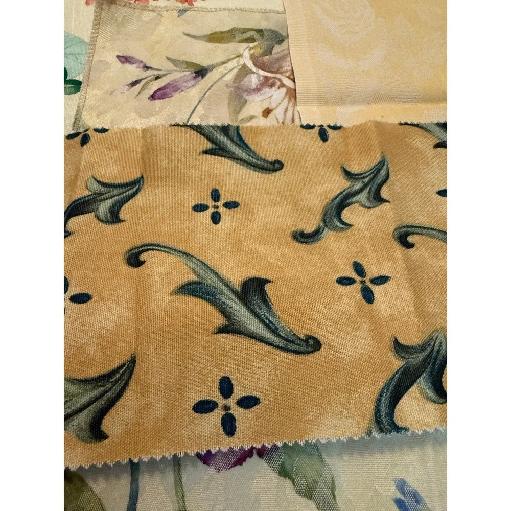Lot of 6 yellow floral color design fabrics‎ leaves solid quality vintage new